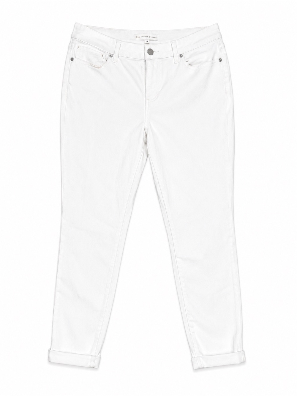 Lauren Conrad LC White High Rise Skinny Jeans Womens Size 14 Copped Ankle Denim